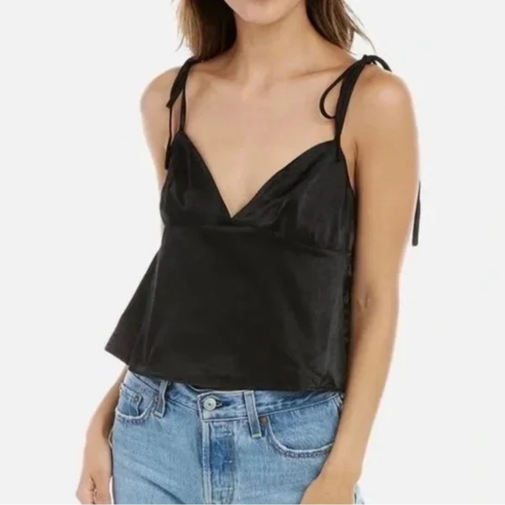 0308 - WEWOREWHAT Cami Viscose Sateen Black Large $49